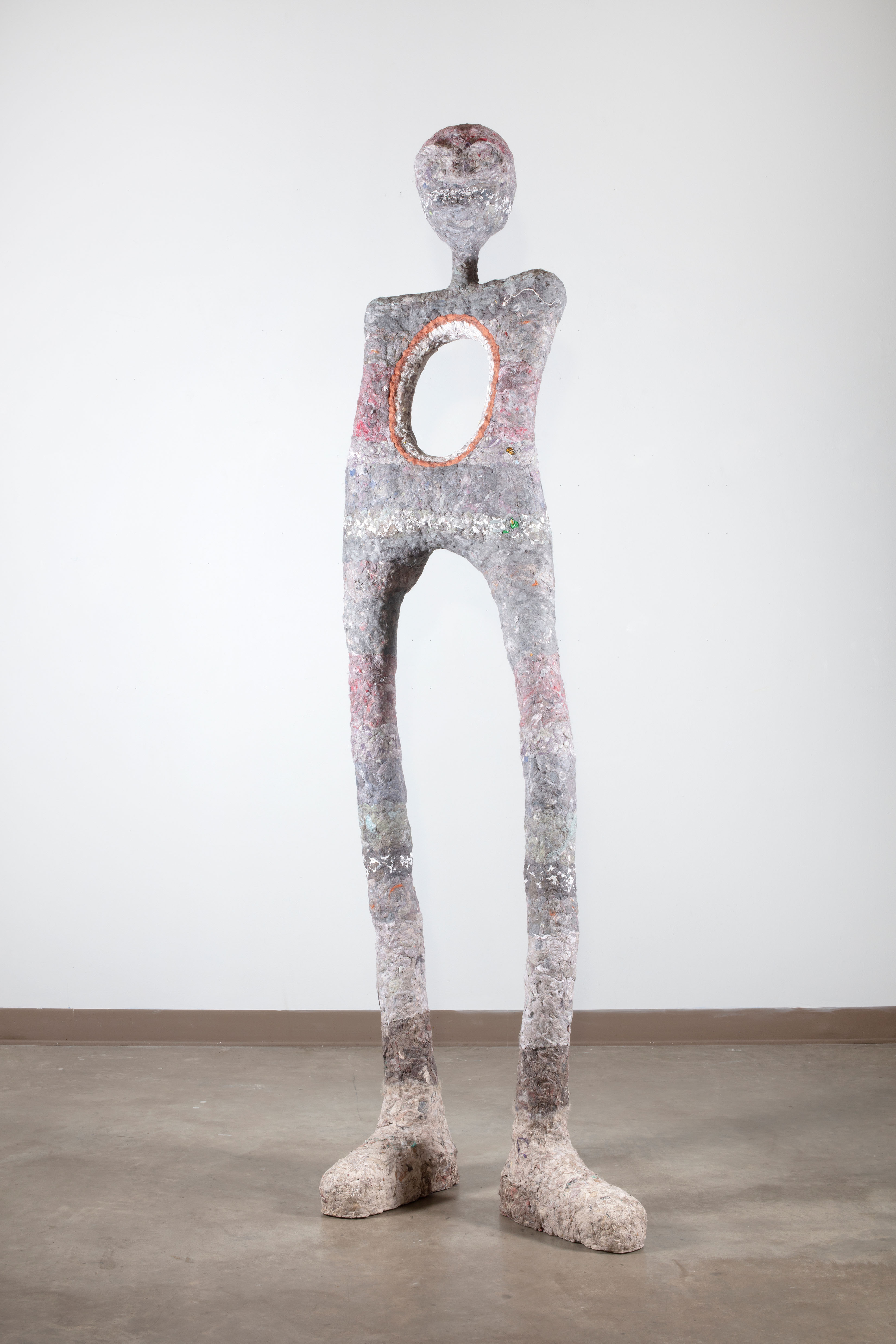 Cheryl Capezzuti’s 2021 dryer lint sculpture Bipedal, Heroic V will appear in Hereafter at Craft Contemporary in Pittsburgh. 92 x 28 x 24 in. Photo courtesy of the artist.                                   