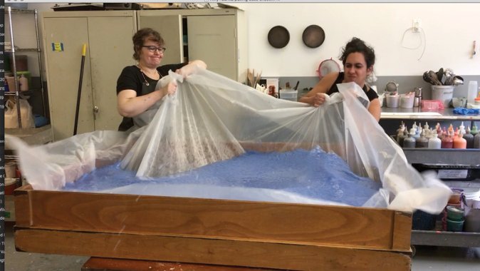 Amy Jacobs and Sarika Sugla papermaking
