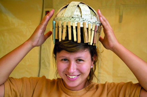 Maggie Thompson makes an Ojibwe hat at Pat Kruse’s 2020 Craft Labs workshop
