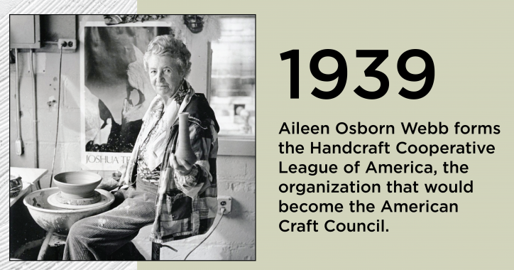 Graphic with picture of Aileen Osborn Webb detailing the founding of ACC in 1939