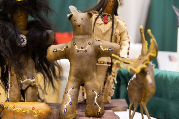 bear and various other dolls made from buckskin