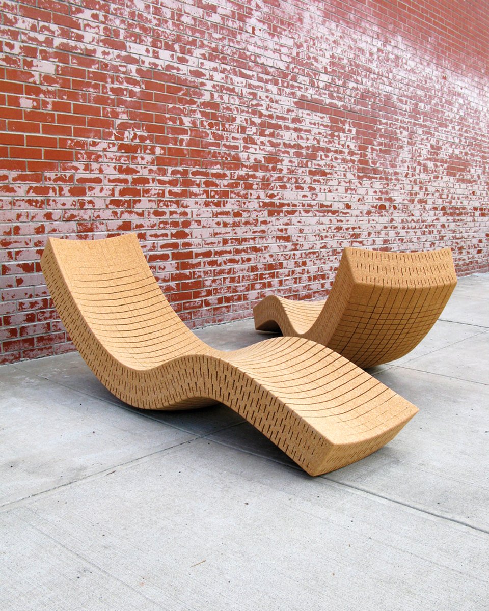 Chaise lounges made from cork