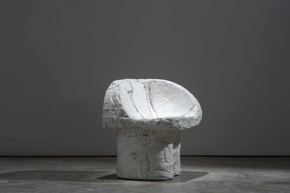 White plaster chair. 