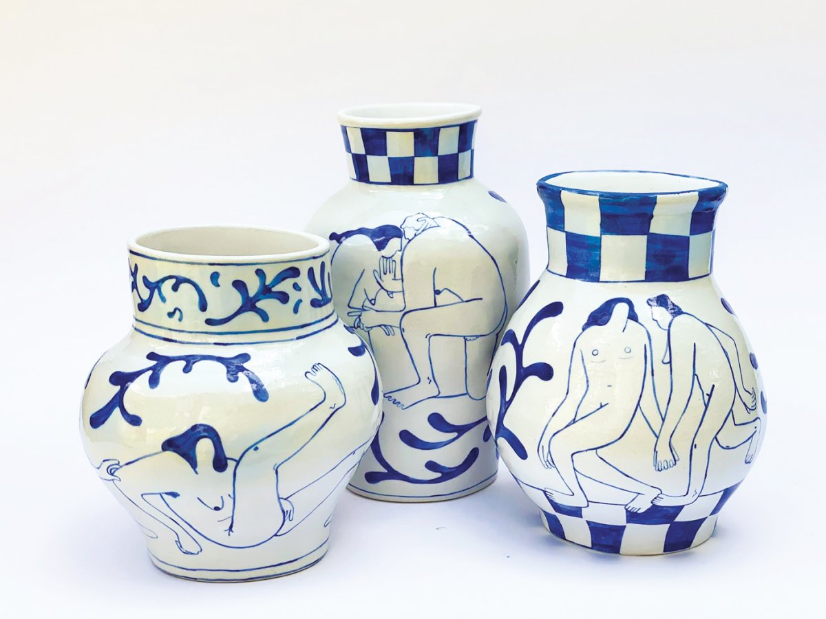 Designed ceramic pots. 