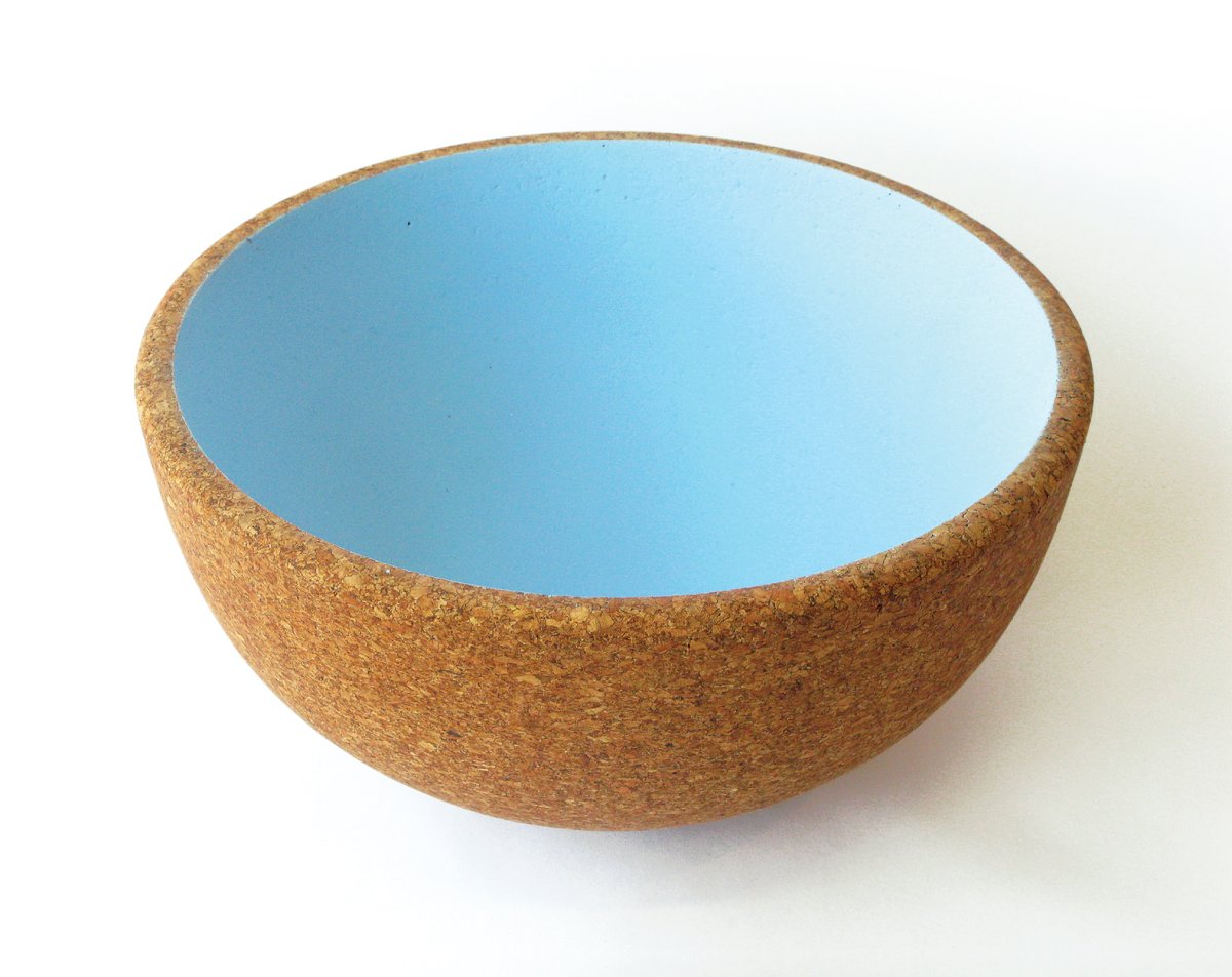 Cork bowl with blue interior