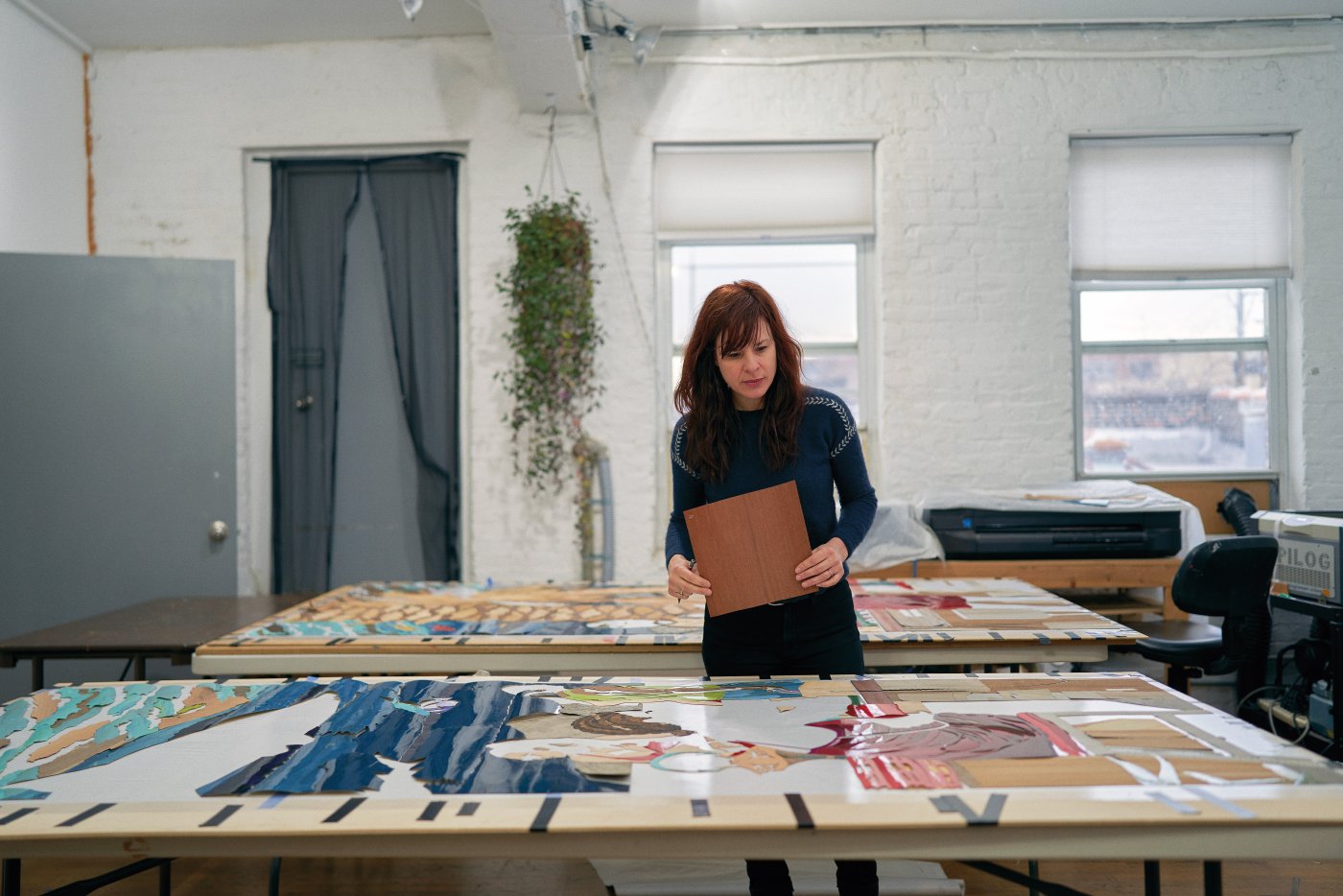 Alison Elizabeth Taylor examines her work in progress.