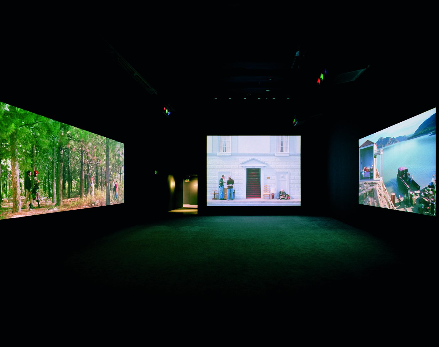 Video installation of various people traversing through landscapes showing how vessels move the human body.