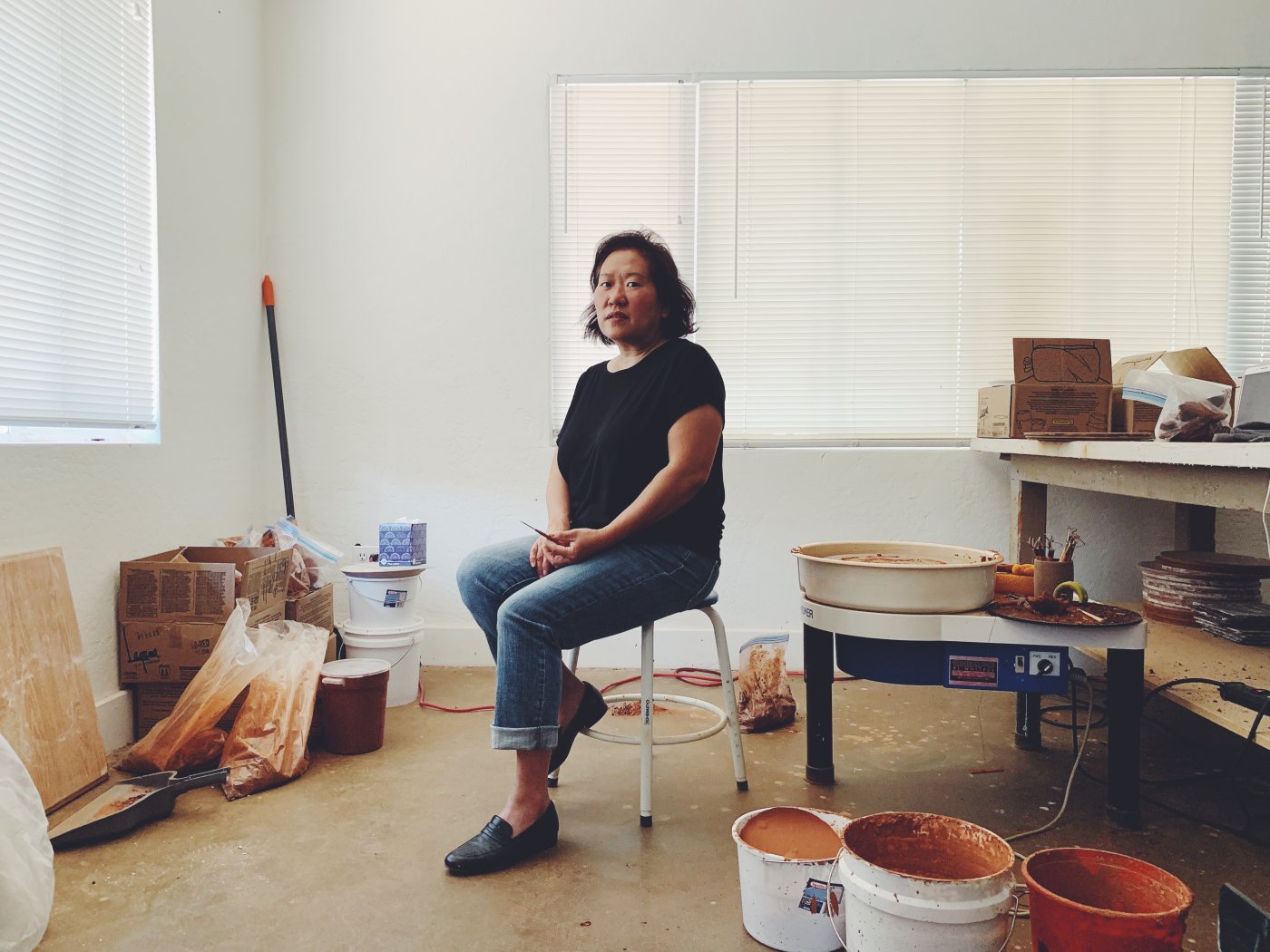 Miro Chun in her studio. Photo by Mimi Chun.