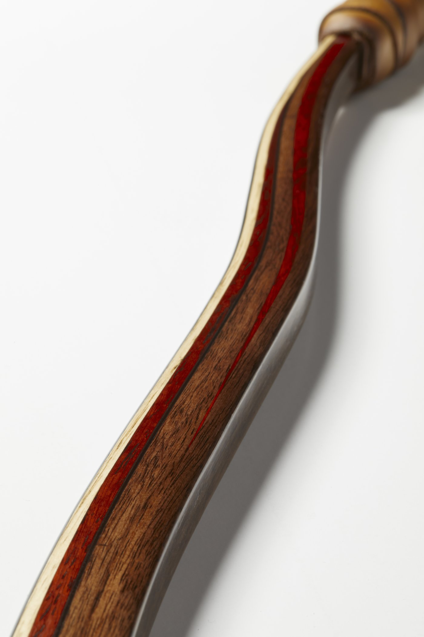 Detail image of the layers of a limber bow.