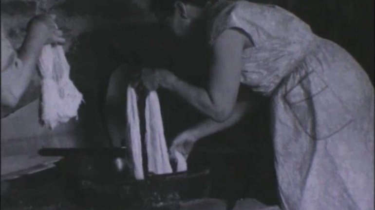 Dying textiles at Penland, 1959