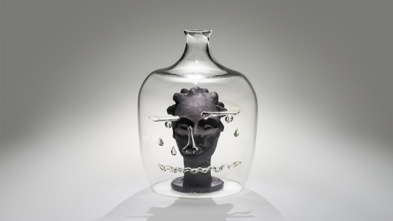 Detail 1: Surviving as the anomaly created by white supremacy, 2021–2022—made by vanessa german, Ché Rhodes, and the collective Related Tactics—is part of the exhibition Disclosure: The Whiteness of Glass at the Corning Museum of Glass. Photo courtesy of Related Tactics.