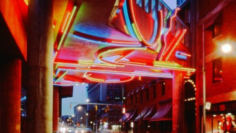 Neon for the Greektown Station by Stephen Antonakos
