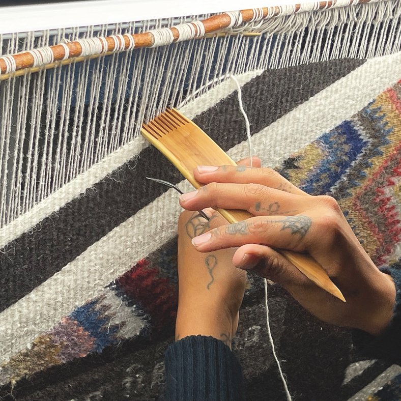 Image of weaving in action. Photo by Roshii Montaño. 