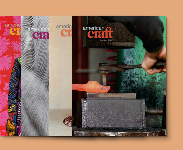 spread of the four most recent issues of American Craft magazine 