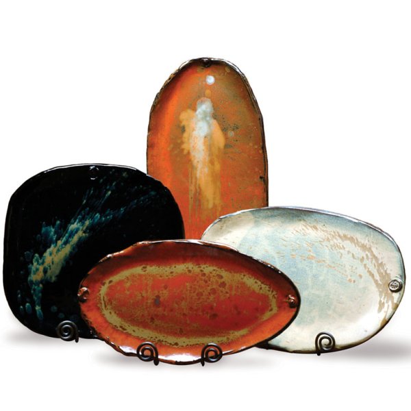 Earthborn Pottery Platters in black, red, and vanilla bean