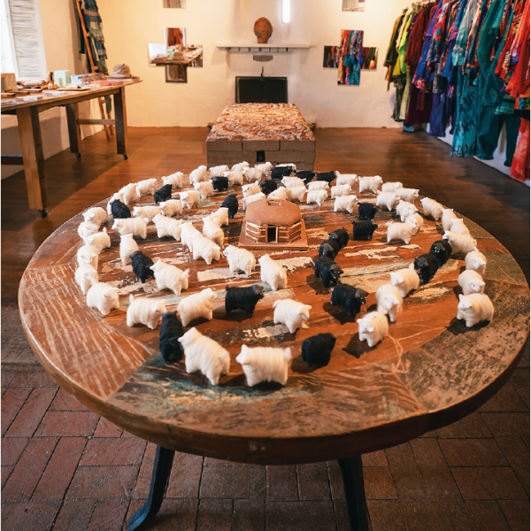Handmade sheep figurines by Emily Jacket. Photo by Wade Adakai.