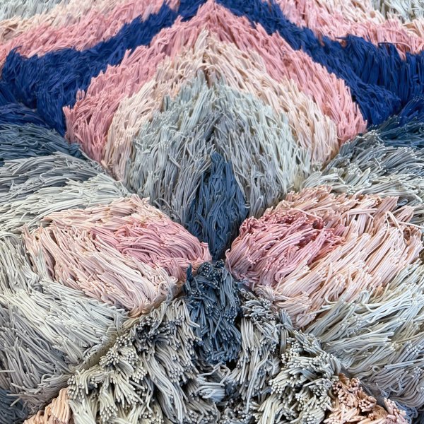 Risa Hricovsky’s 2023 porcelain shag rug Duality (Detail 3.5), 48 x 48 x 4 in., will appear in her solo show Then Is Now at the Arkansas Museum of Fine Arts.