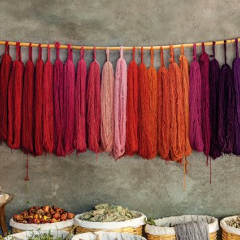 Various red yarns by natural dyer Juana Gutierrez Contreras