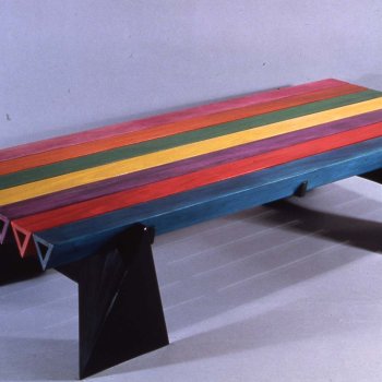 Multi-colored striped coffee table