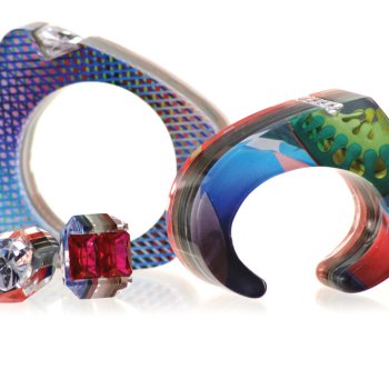 Jennifer Merchant Bangle, cuff, and rings from the Couture Layered Acrylic Colle