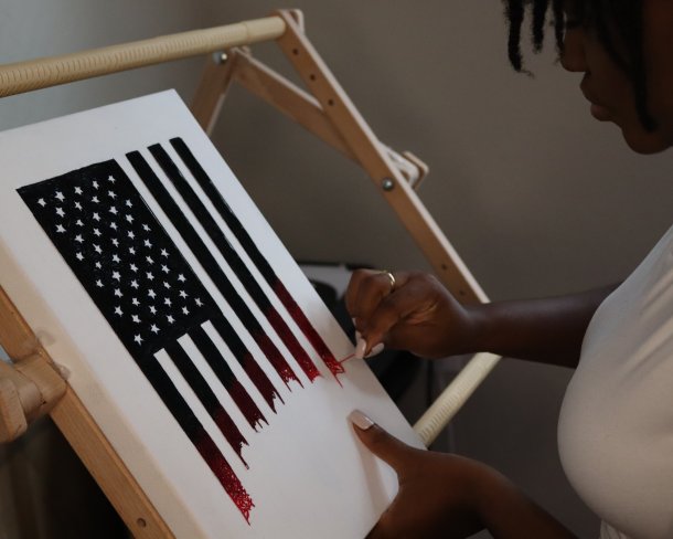 Nneka Jones embroidered flag for Time magazine in progress