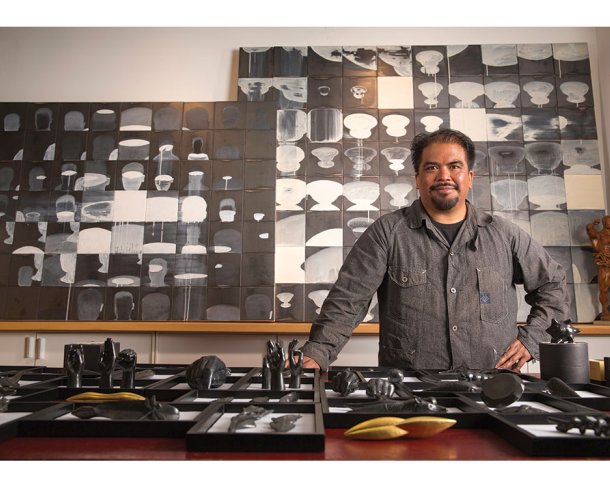 Agelio Batle with an Array of Graphite Objects